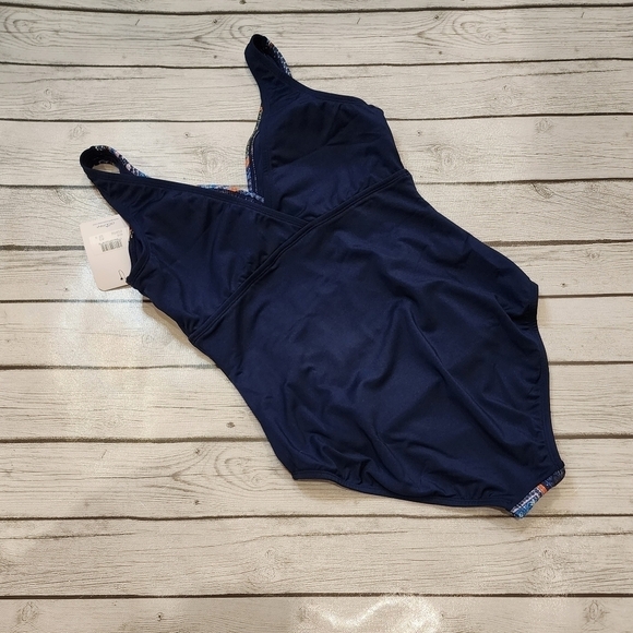 NWT Dolfin Swimwear One Piece Byzantine Print Panel V Neck Tummy Control Sz 14 - Picture 12 of 15